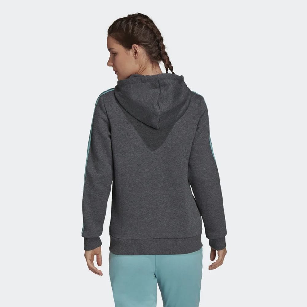 Áo Hoodie Adidas ESSENTIALS FLEECE 3-STRIPES FULL-ZIP nữ xám đậm H07837 - Ảnh 2