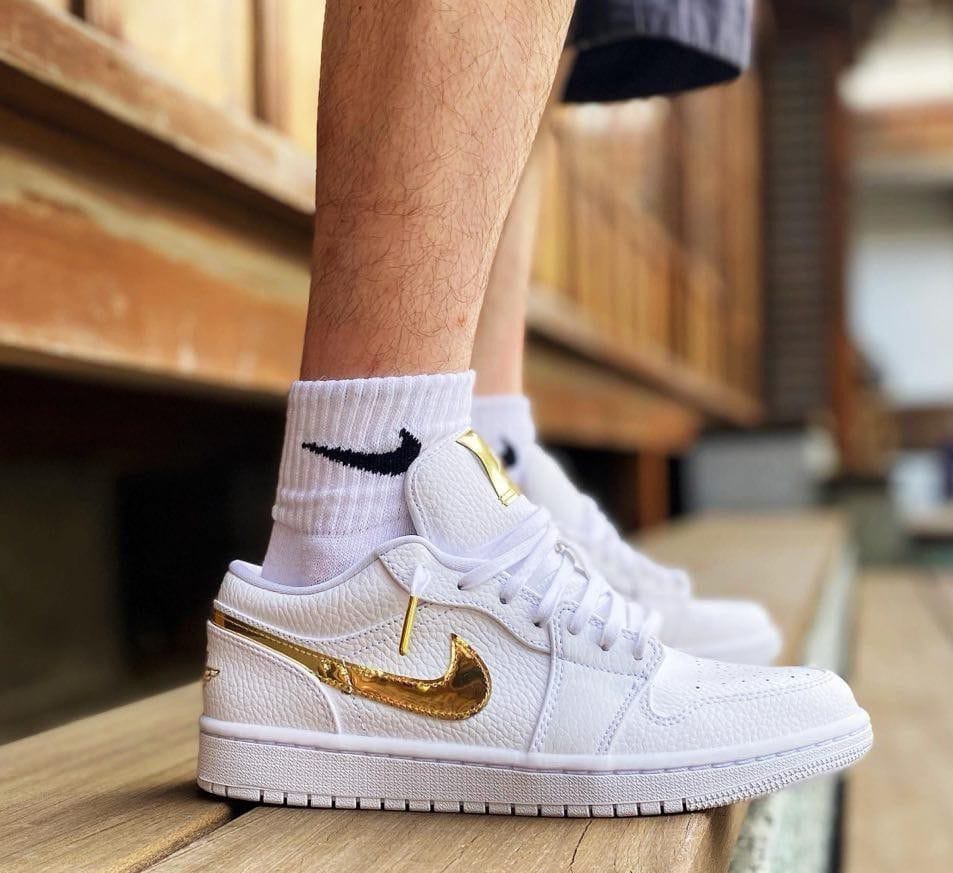 Giày Nike Jordan 1 low white gold CZ4776 100 - Ảnh 4